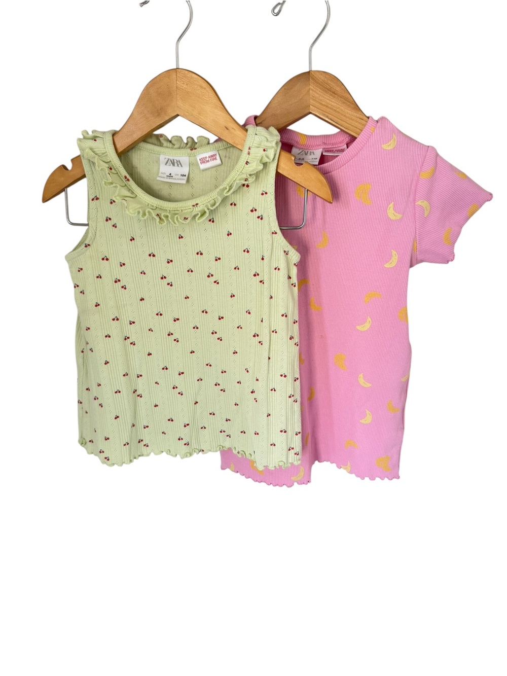Zara Green Cherry Tank & Pink Banana Tee Bundle 4 Years
